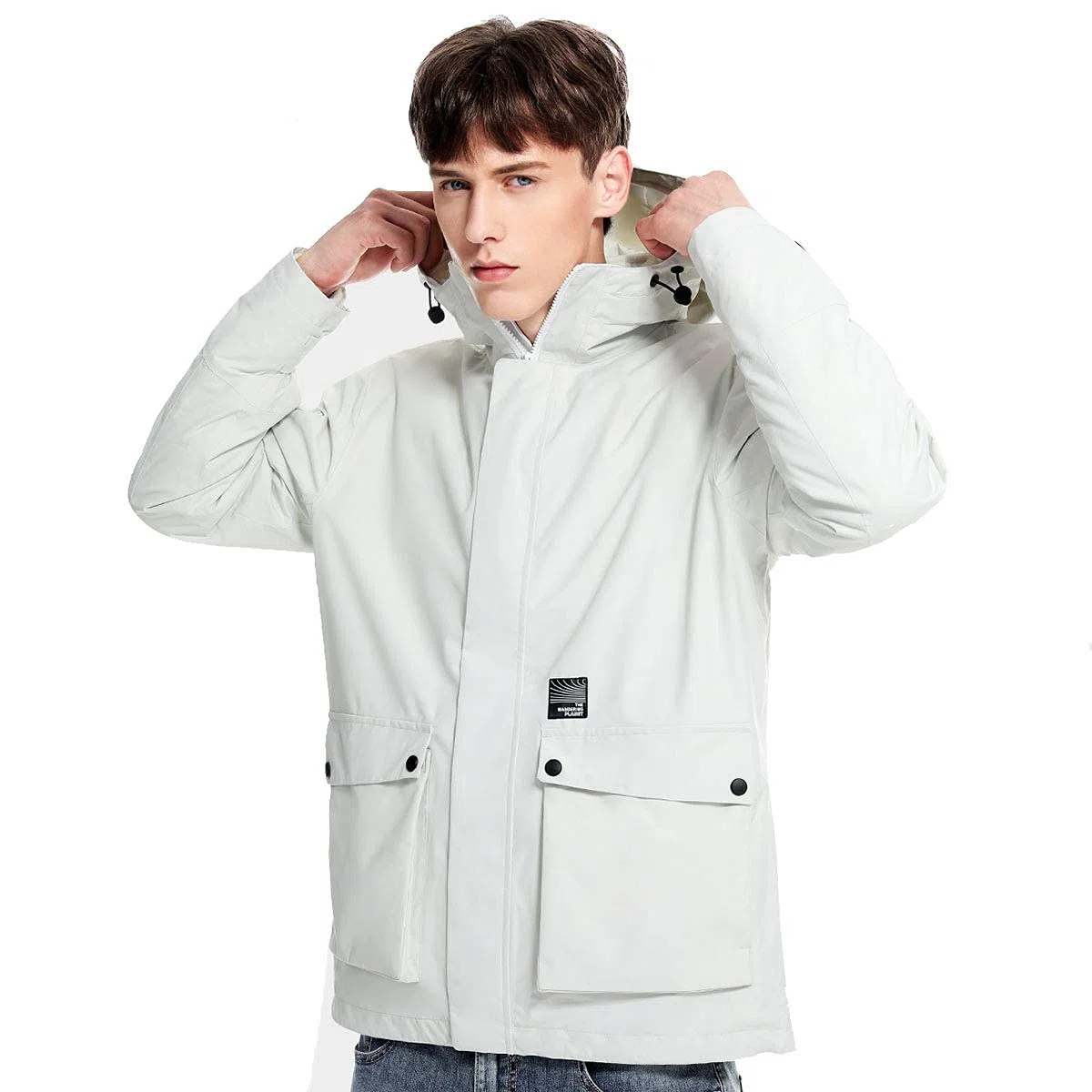 MU Chaqueta de Esquí a Prueba de Agua de Los Hombres 3 en 1 Windoorvientos Winter Warmable Warmable Abrigo Cómodo Cómodo Fleece Ropa Interior/White/Xl