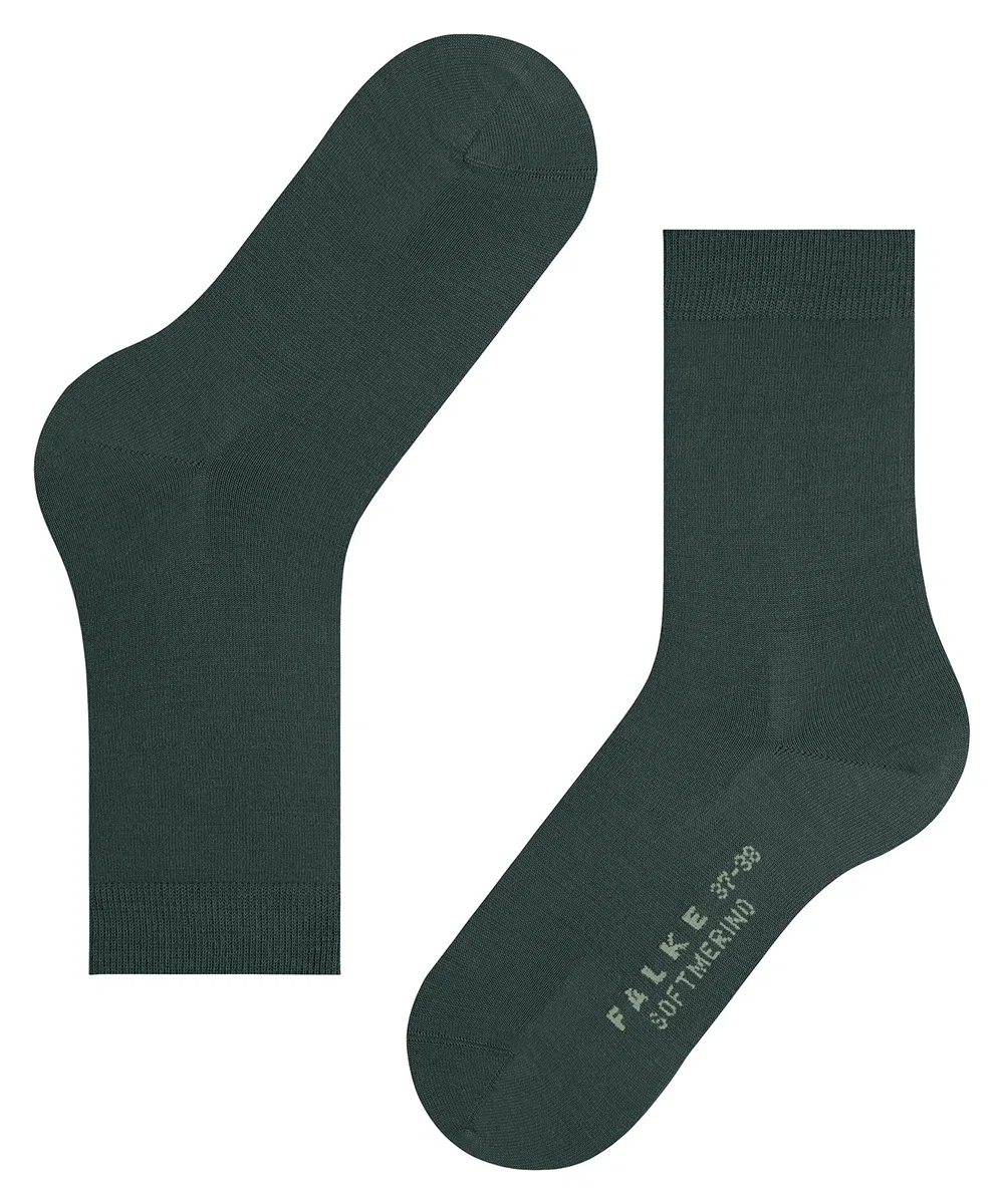 FALKE mujer Softmerino calcetines transpirable regulación del clima antiolores lana algodón plano delgado elegante costura plana en la zona de la punta 1 par