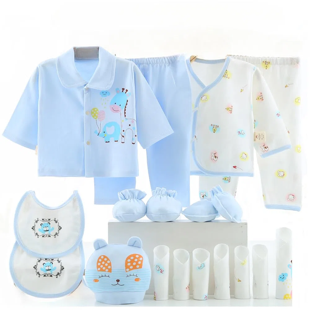 Conjunto de 18 piezas de ropa para recién nacidos de 0 a 6 meses para bebés y niñas - Azul - 0-6 meses