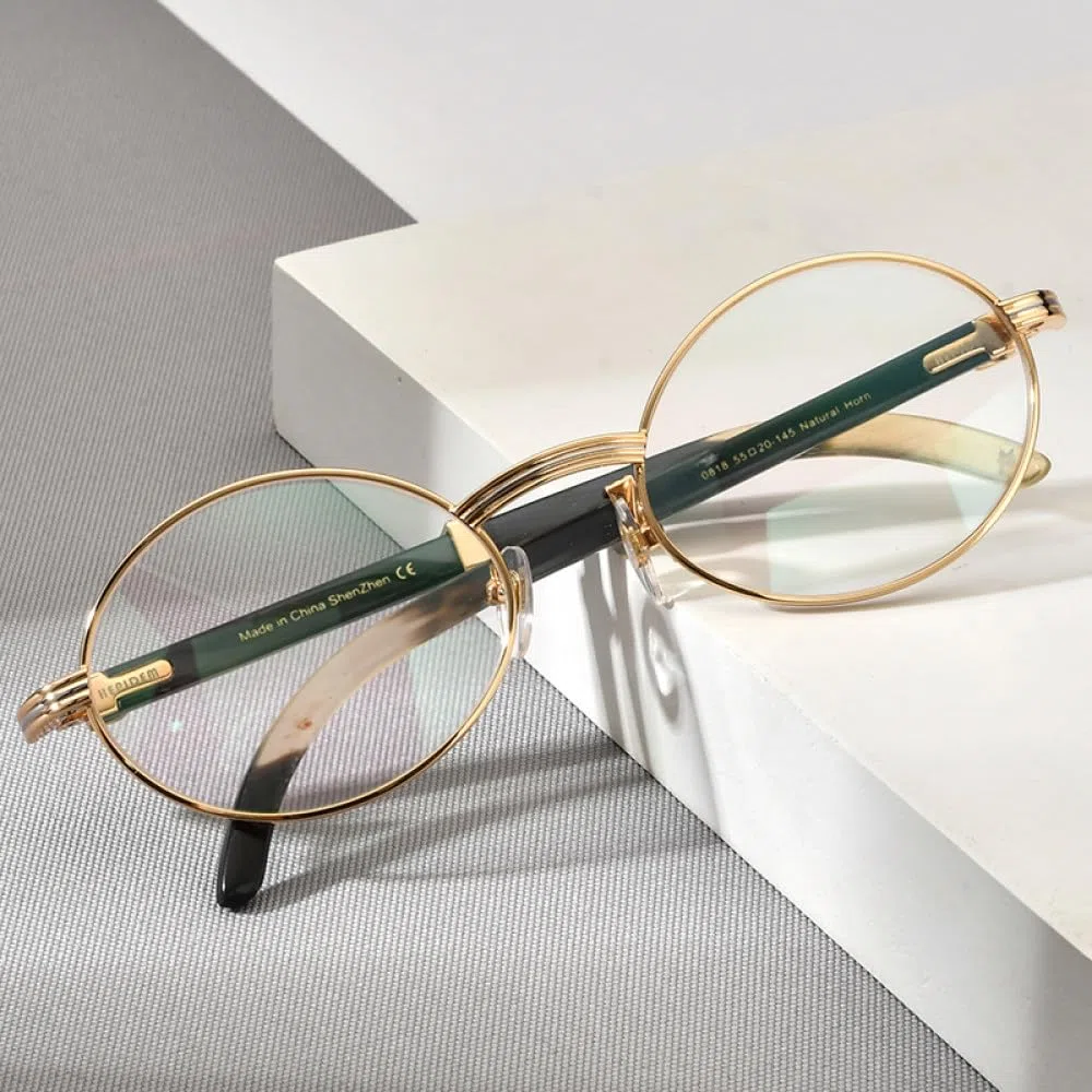 MUTYNE Montura de gafas para hombre y mujer, anteojos redondos, montura de lujo