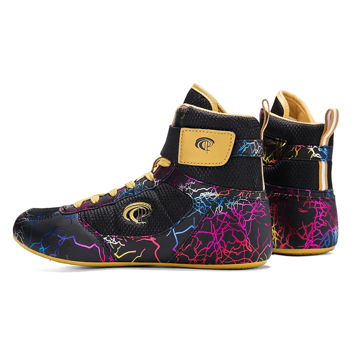 Zapatillas Boxeo Hombre Zapatillas Lucha Libre Ligeras Transpirables con Estampado de Caña Alta para Fitness Levantamiento de Pesas