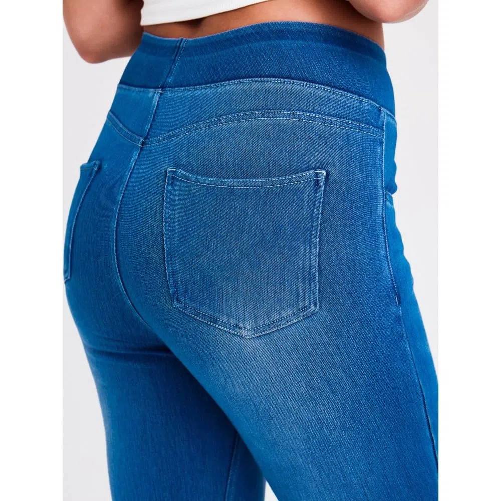 Jeans Mujer Stretch de Tiro Alto Corte Bootcut Lavado Denim Pantalones Casual Efecto Moldeador con Bolsillos Ajuste Recto y Cómodo skinny/B/M