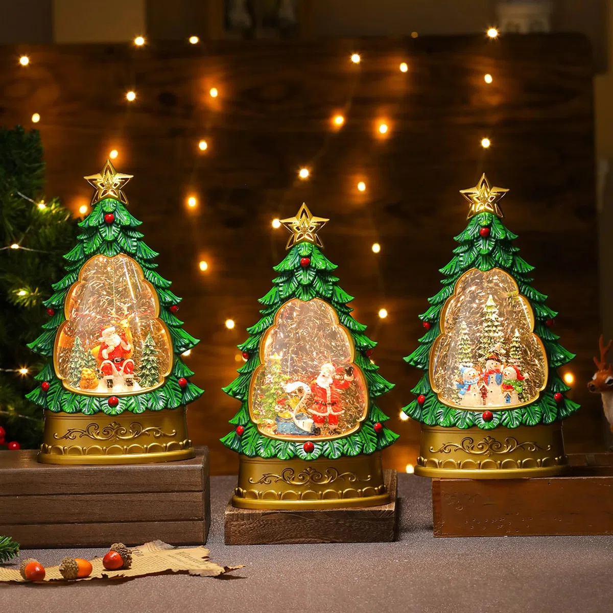 Baraja multifuncional para árbol de música navideña con iluminación LED de brillo suave, material de PVC a prueba de niños, para decoración de mesa de Navidad artesanal
