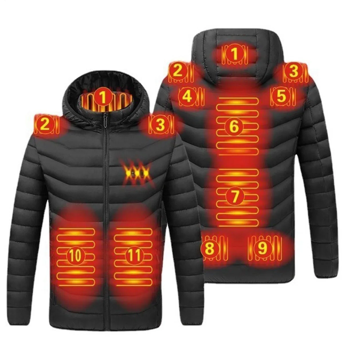 Chaqueta calefactable, abrigo térmico de invierno con carga USB, chaquetas cálidas | Chaqueta calentada USB de 3 velocidades Chaquetas de esquí para hombre para escalada, senderismo, camping
