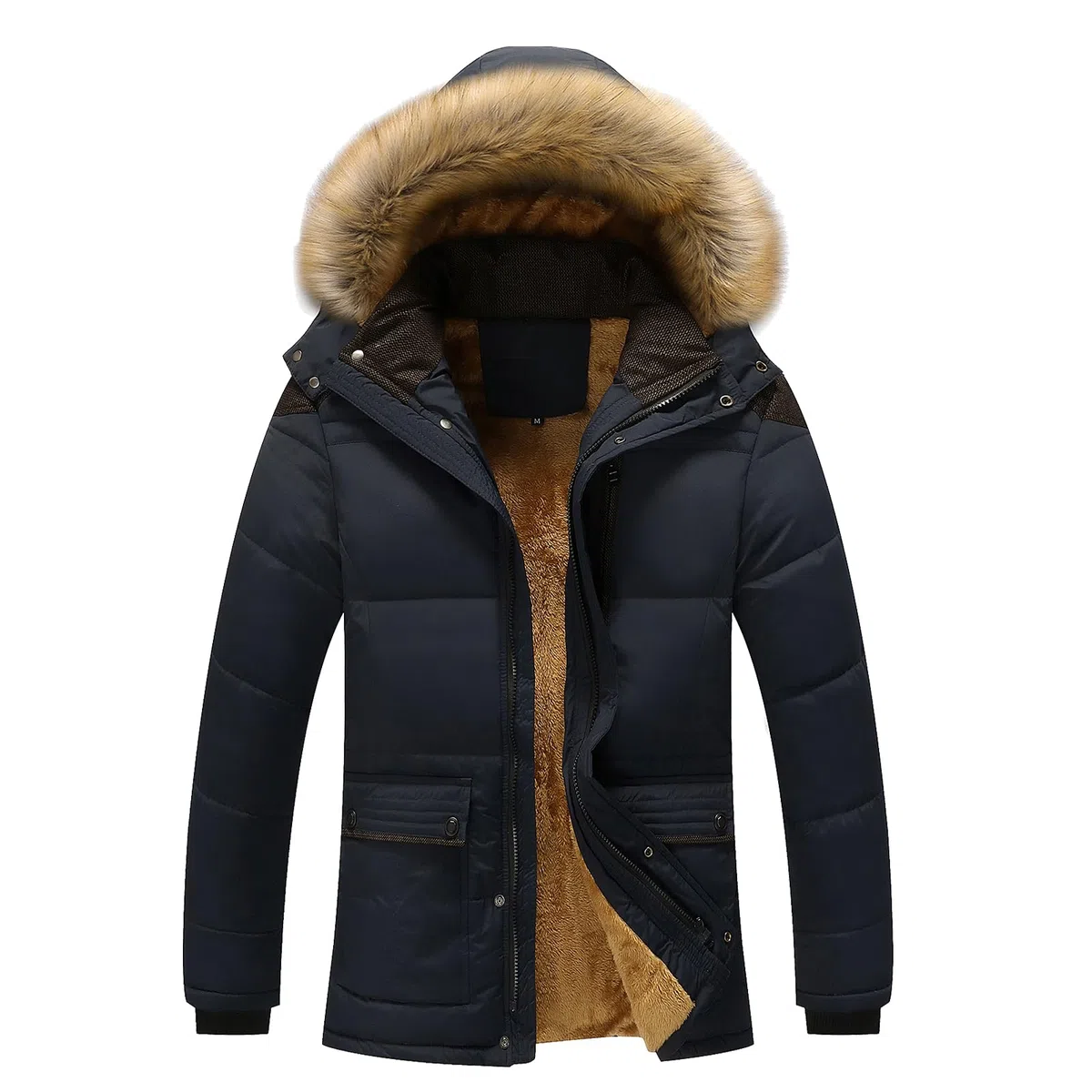 amropi Abrigo para Hombre Parka Forro Polar Chaqueta con Capucha Invierno Cálida Cazadora