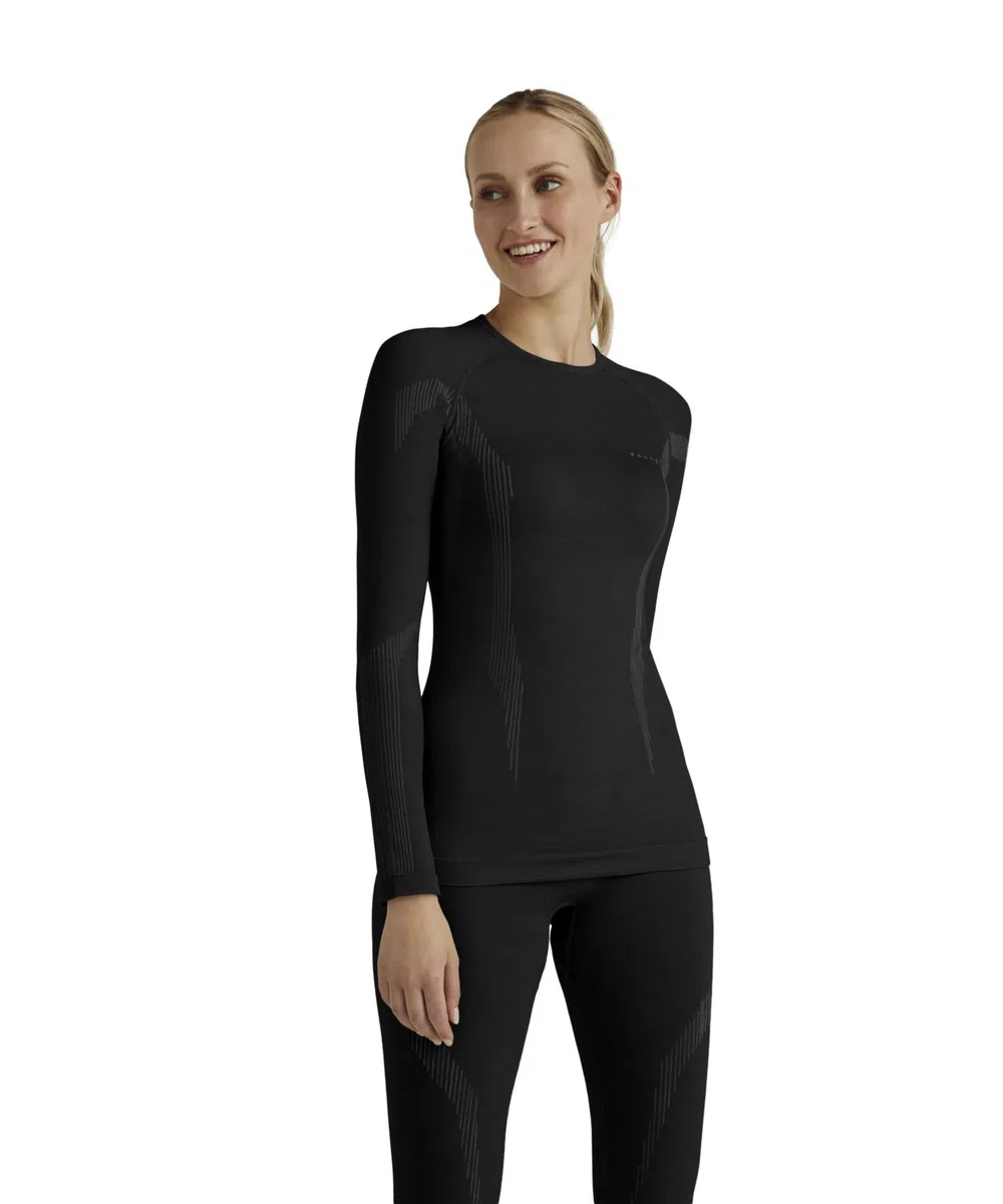 FALKE Mujer Camiseta de Manga Larga Wool-Tech Black (3000), M