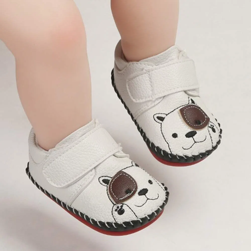 Geagodelia - Zapatos de paseo con fondo rígido de piel sintética para recién nacido, suela de goma para primeros caminos, zapatillas para niño Size: