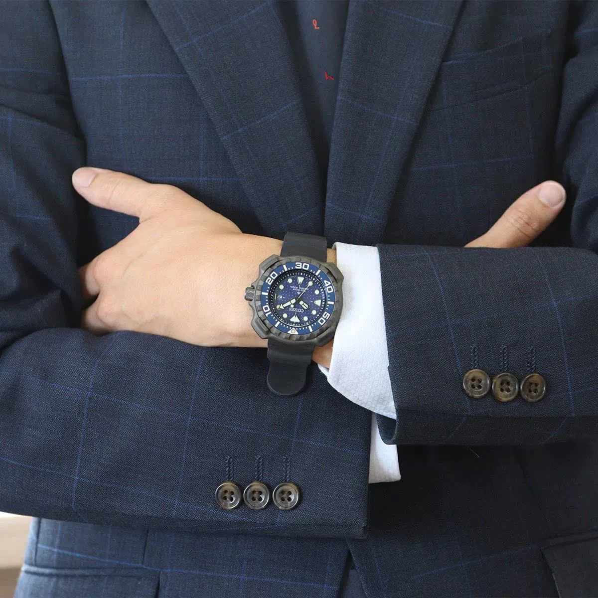 Citizen Reloj analógico Eco-Drive para Hombre con Banda de Goma Promaster Marine