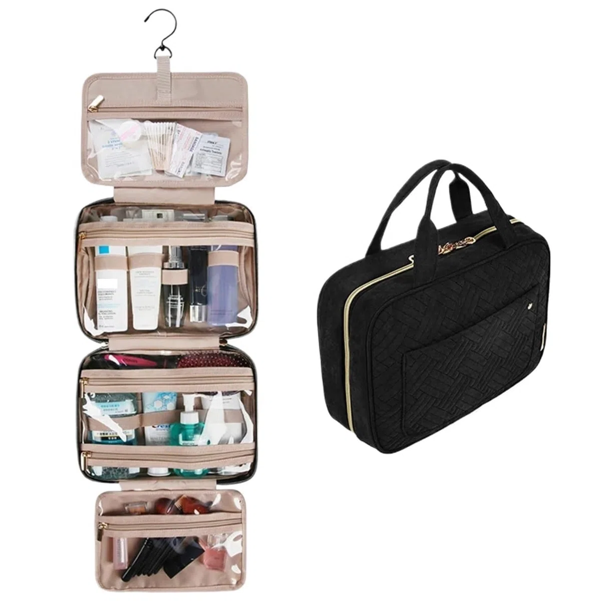Neceser Viaje Mujer Neceser de Maquillaje con Gancho for Colgar, Neceser Resistente al Agua, Organizador de Viaje for artículos de tocador organizadores de tamaño Completo(Lake Blue,M)