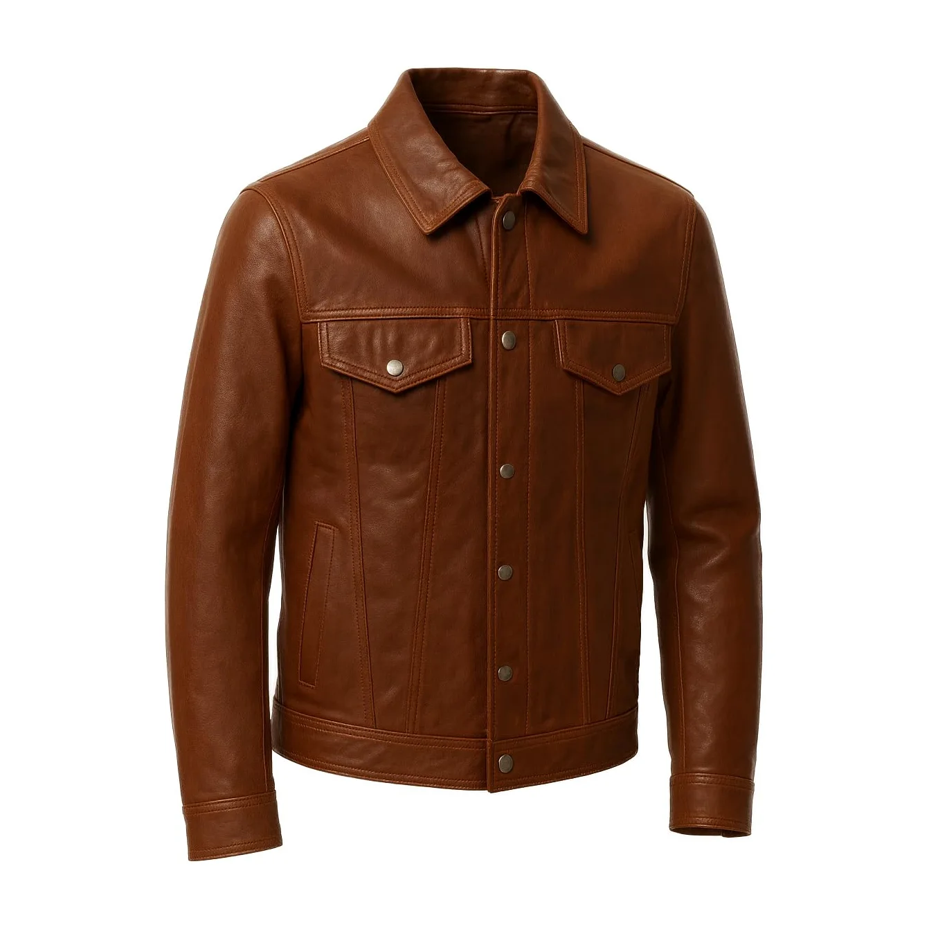 Zerimar Chaqueta Tejana de Cuero para hombre | Piel Natural Auténtica | Prenda Elegante y Cómoda con Diseño Moderno | Ideal para Uso Diario o Salidas Especiales
