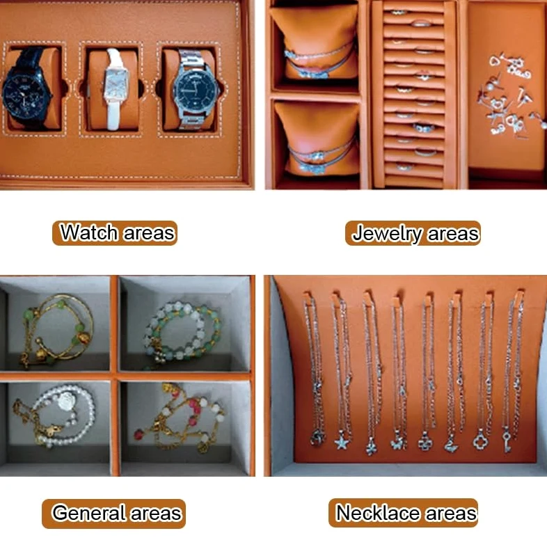 Bandeja organizadora de Joyas apilable: separadores para Collares, Anillos y Pulseras, Organizador para cajones (Gris a)