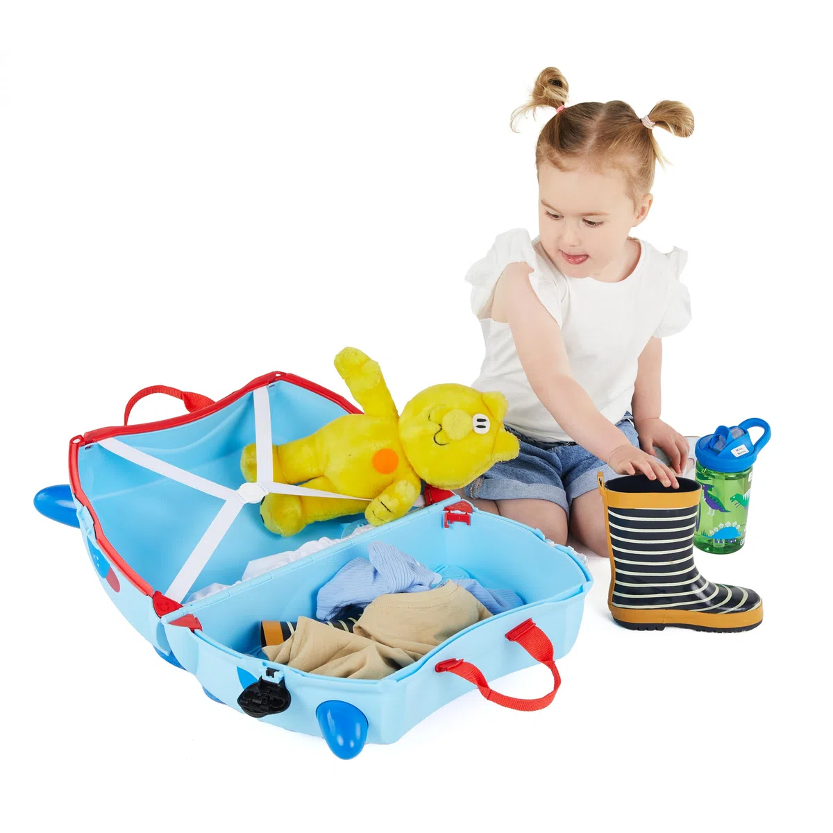 Trunki Maleta con Ruedas Doug, 46 x 20.5 x 31 cm, Equipaje para Niños, Azul con Rayas, para Viajes y Vacaciones