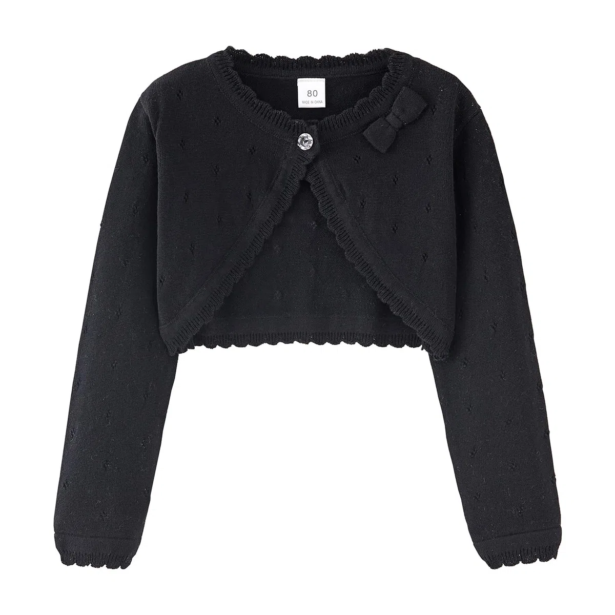 Cárdigan de punto para niñas pequeñas, suéter de manga larga con lazo, talla 12M-6T