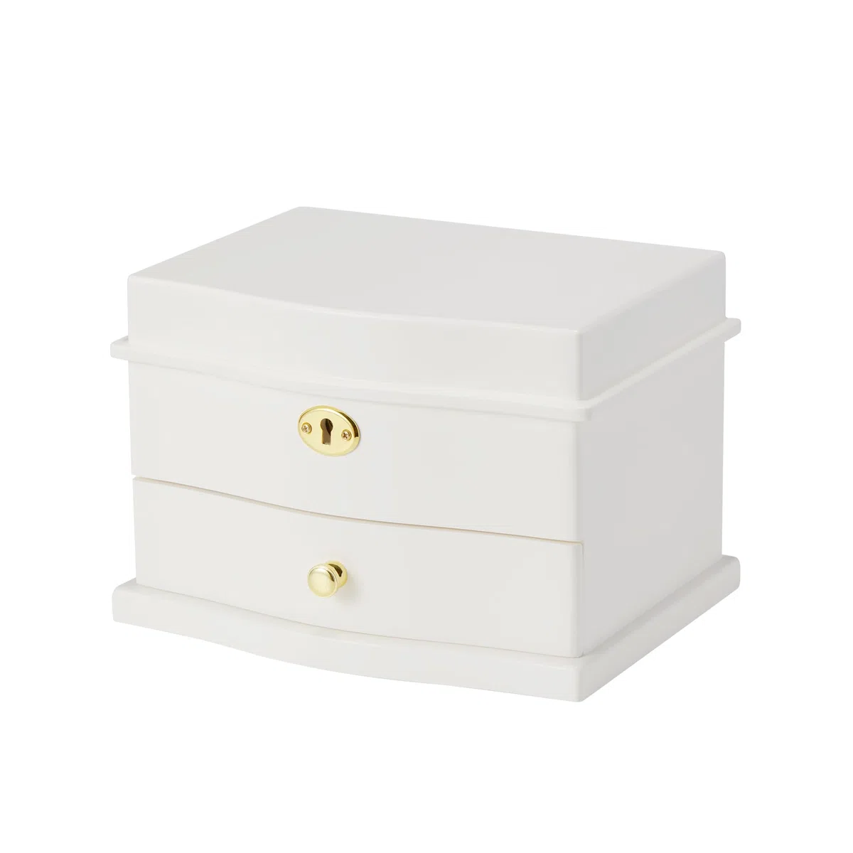 Joyero musical de bailarina con espejo para niñas, caja de música para almacenamiento de joyas para niños (blanco-L)