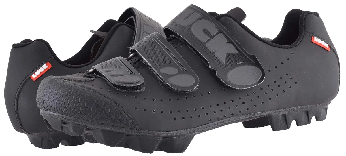 LUCK Matrix Revolution. Zapatillas Ciclismo MTB. Hombre, Mujer. Suela de Carbono Rígida y Ligera. Triple Velcro para un Ajuste Zapatos Ciclismo montaña Negro (47 EU, Negro)