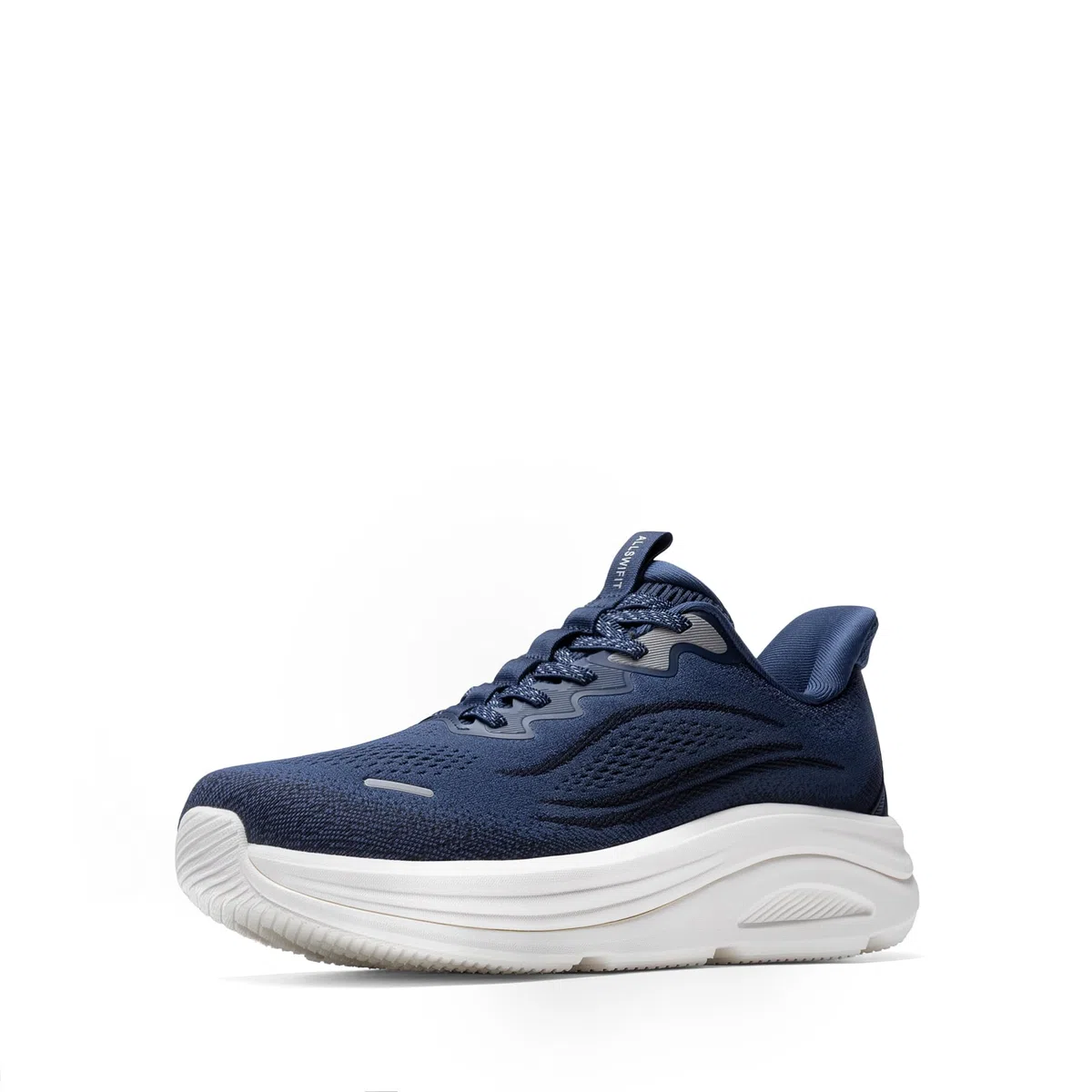 ALLSWIFIT Zapatos deportivos para hombre, sin cordones, con puntera ancha, para caminar, con cojín para correr, tenis, soporte para el arco, gimnasio, entrenamiento, atlético, a la moda, Azul, 44.5 EU