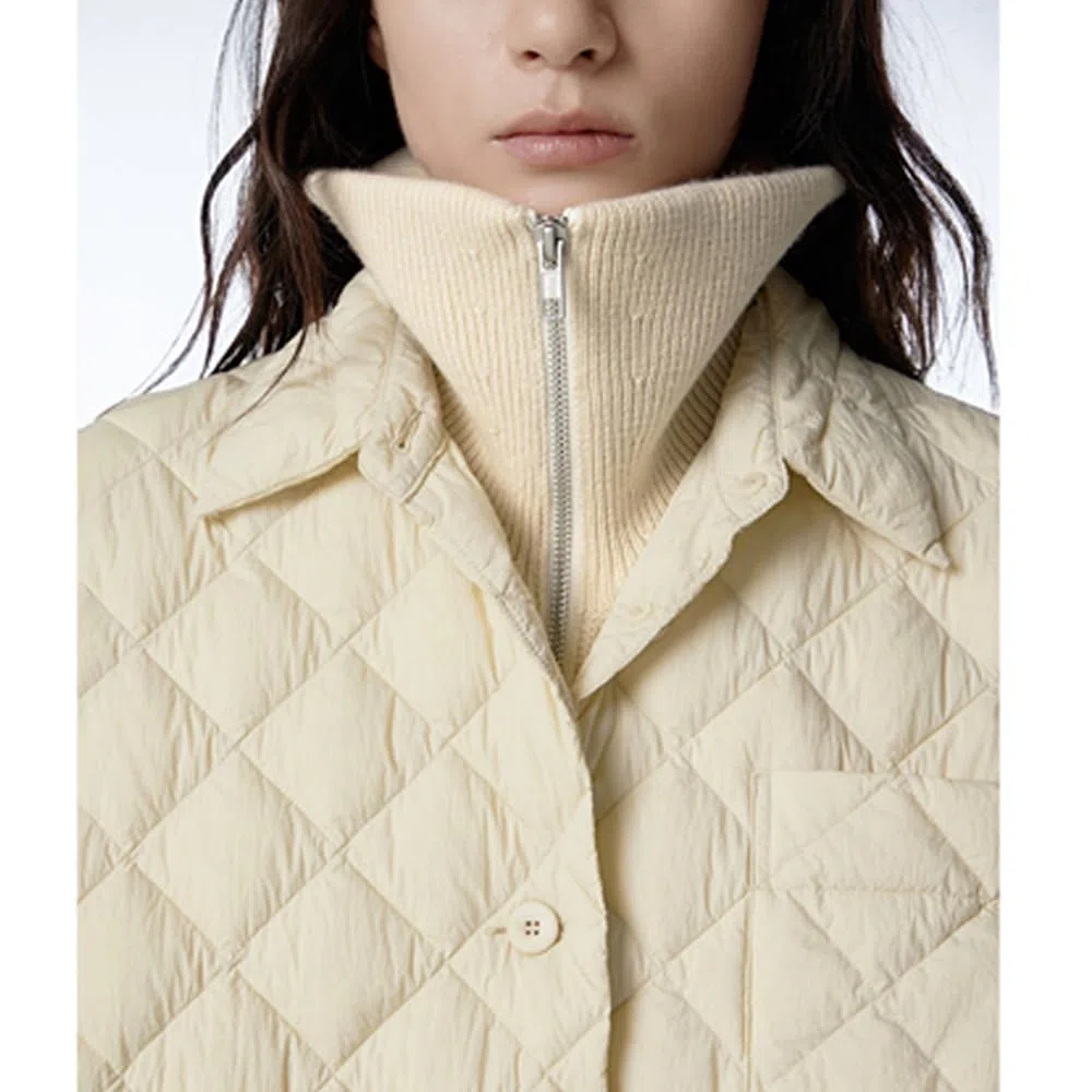 Chaqueta de plumón Ligera y compacta de Invierno para Mujer, Acolchada, sin Capucha, Cortavientos, cálida y Ajustada para montaña.