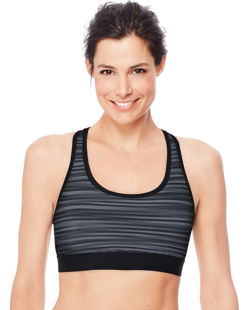 Hanes Wireless Racerback Moisture-Wicking Stretch Sports Bra with Compression Support, 1 Or 2 Pack Sujetador Deportivo Mujer (Pack de 1)
