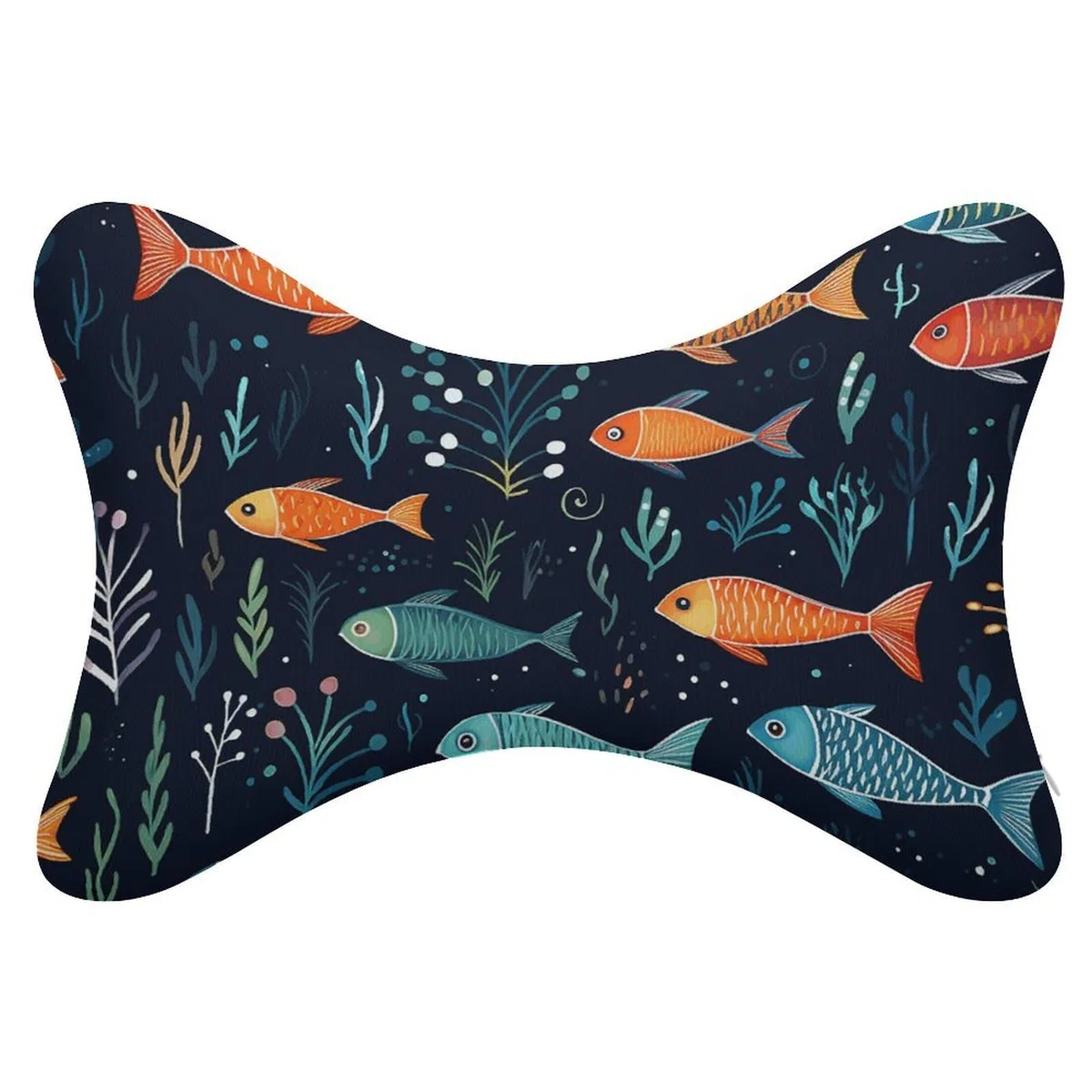Almohada con patrón de peces pequeños, núcleo de almohada de espuma viscoelástica, cojín, proporciona apoyo para el cuello, almohadas de coche para viajes y oficinas en casa.