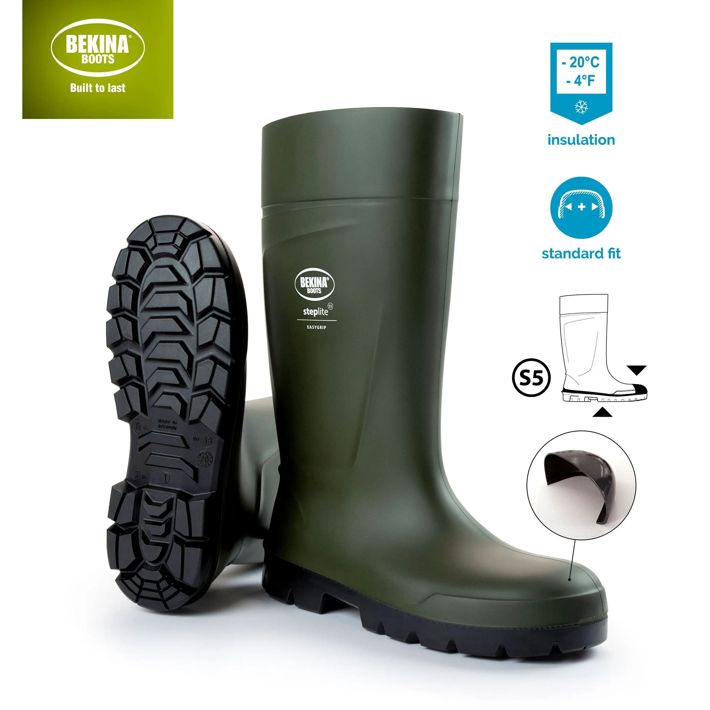 Botas de Seguridad para Hombres, Puntera de Acero y Suela de Seguridad para la Agricultura, Ligeras, de Gran Comodidad, Antideslizante, Resistente al Productos de Limpieza, Verde, EU 43