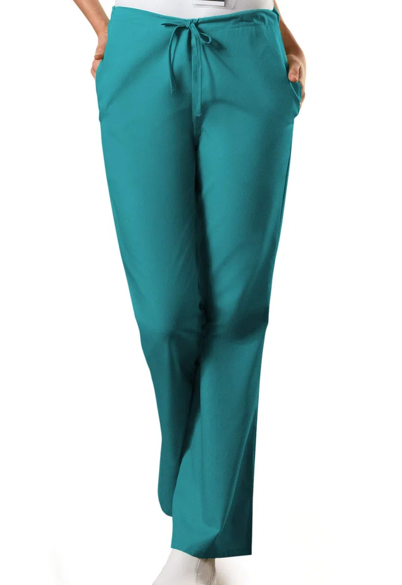 Cherokee - Conjunto de uniformes médicos para mujer, ajuste tradicional, manga dolman, parte superior con cuello en V (4700) y pantalón de pierna acampanada con cordón ajustable de talle natural (4101