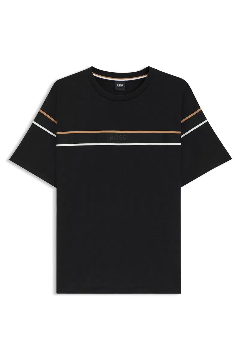 BOSS Hombres Iconic Camiseta Camiseta de Jersey de Algodón con Acabados Bandas