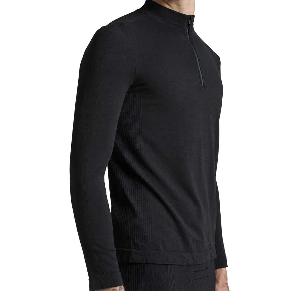 X-Bionic Camisa Manga Larga Hombre MIGHTYWOOL con Media Cremallera, Merino, Termorregulación y Control de Humedad para Deportes de Invierno y Alpinismo, Negro L