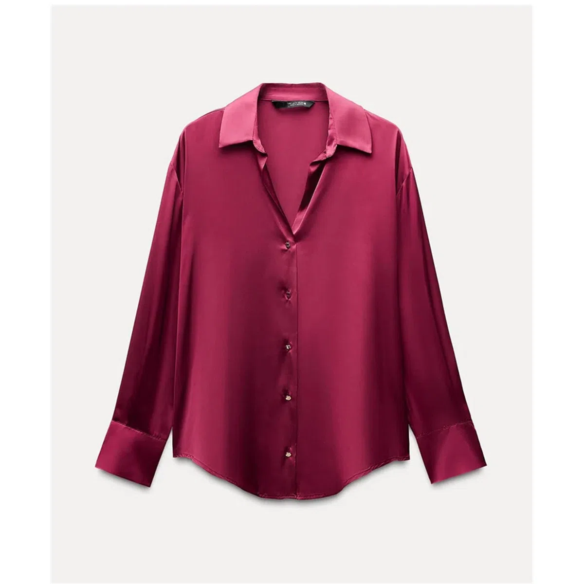 Blusa de satén para mujer, con solapa, manga larga, ajuste holgado, cómoda, suave, para oficina, uso diario