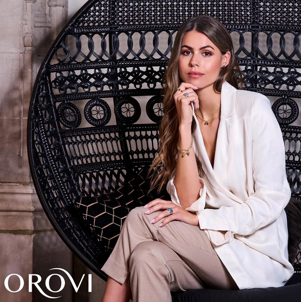 Orovi Collar de oro amarillo de 14 quilates (585) para mujer, con colgante de gota de piedras preciosas, zafiro, rubí, esmeralda, cadena de oro de 14 quilates (585)