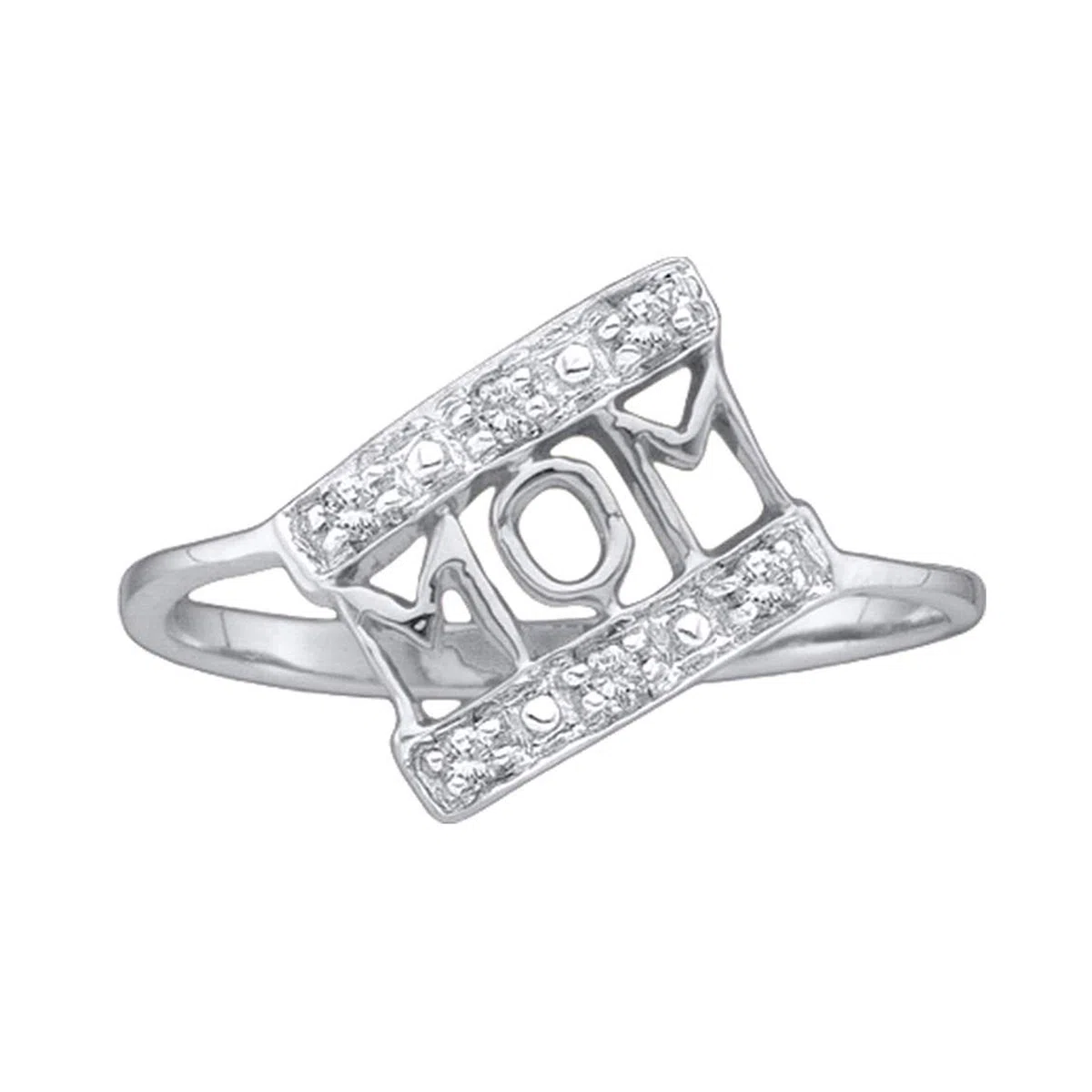 Dazzlingrock Collection Anillo mamá de diamante de 0,06 quilates (ctw) de 1/20 quilates, oro blanco de 10 quilates.
