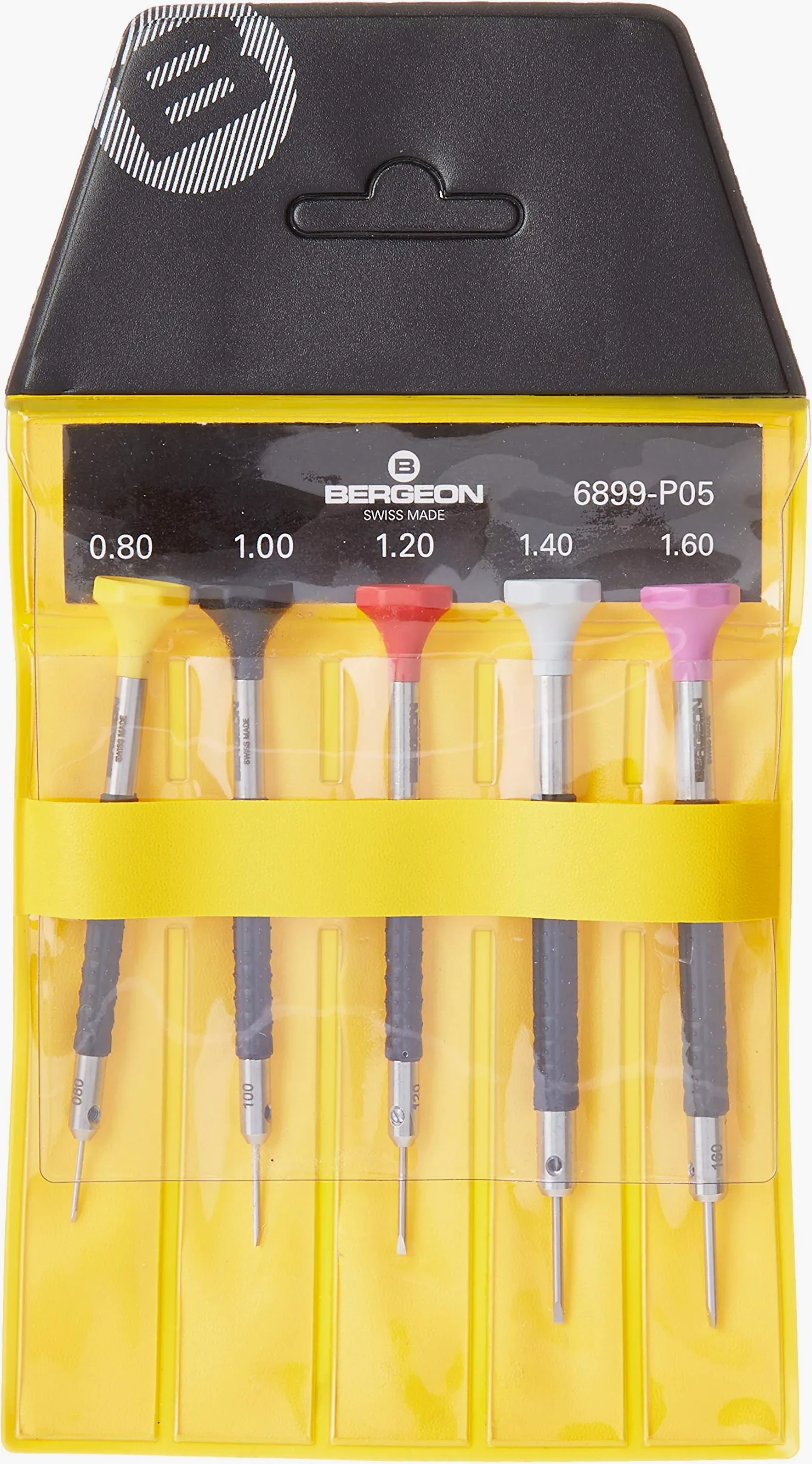 Bergeon 6899-P05 - Juego de 5 destornilladores ergonómicos para relojeros, herramientas suizas