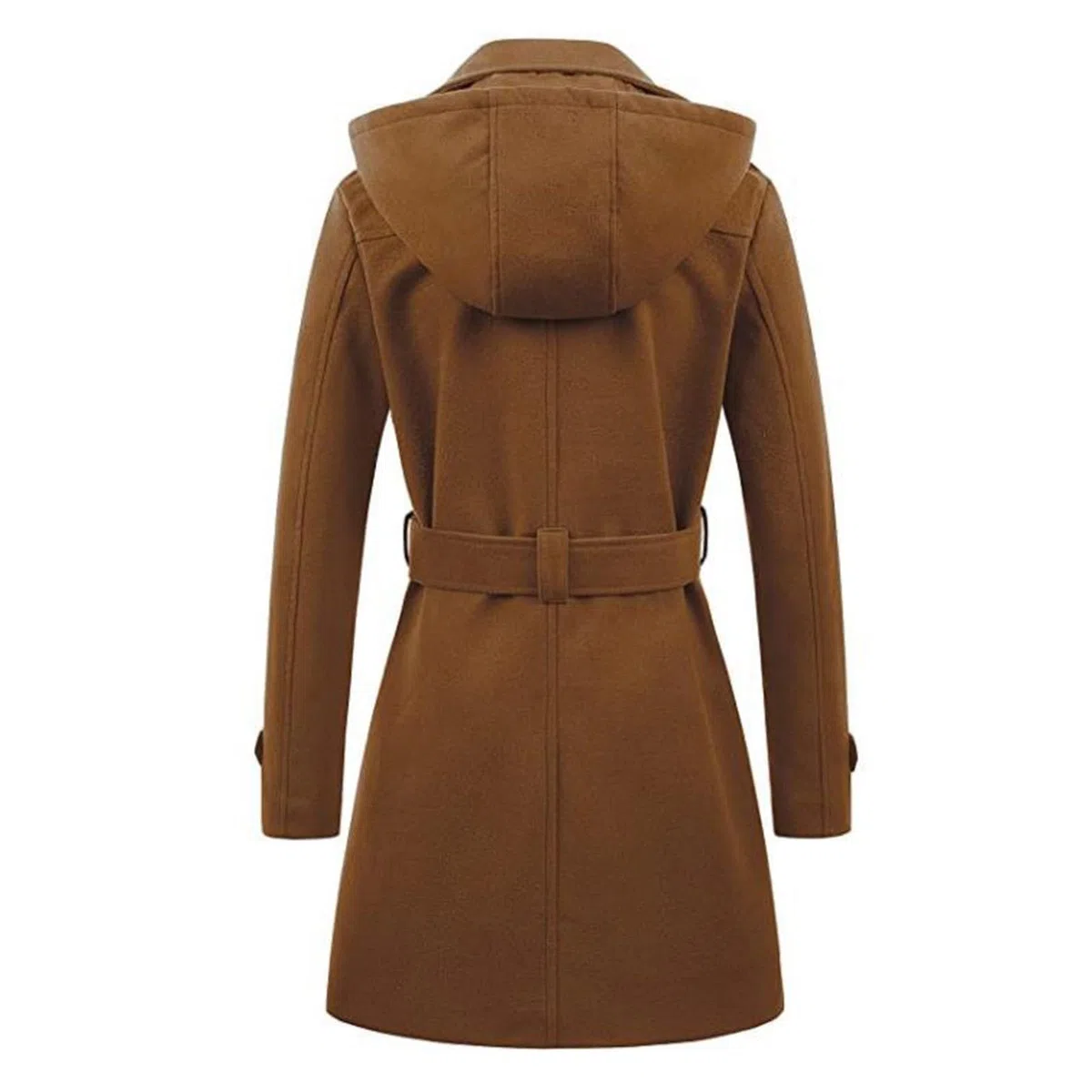 Gabardina de lana de doble botonadura para mujer, abrigo de invierno de manga larga con cinturón, elegante abrigo de guisante ajustado, abrigo clásico de lana con solapa, abrigo de lana gruesa para