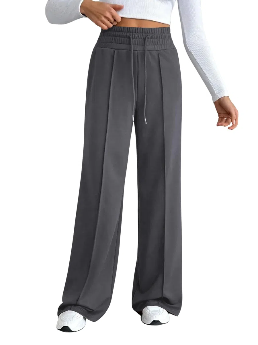 Leriya Fashion Pantalones acampanados de cintura alta estilo coreano para mujer, elegantes pantalones para eventos universitarios (talla grande)