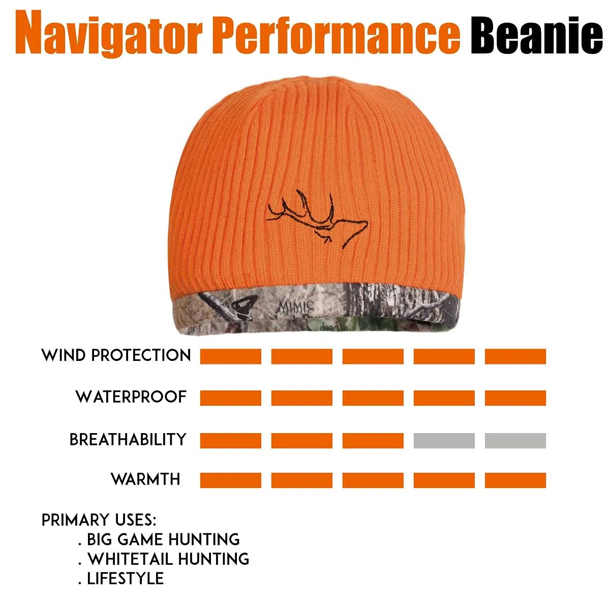 EDTREK Gorro de camuflaje impermeable y resistente al viento, sombrero de caza de rendimiento de camuflaje naranja Timber and Blaze