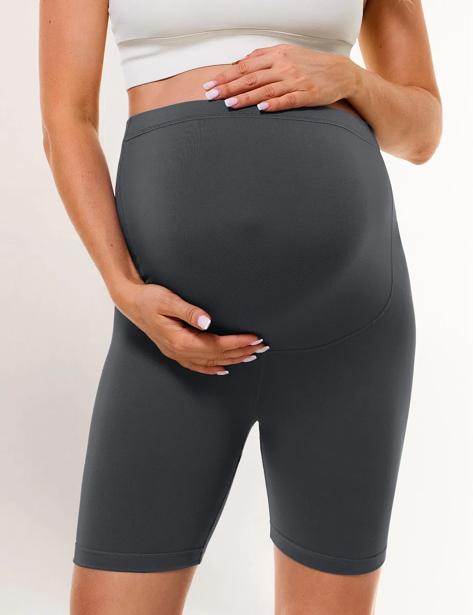 BONVIGOR Buttercloud - Pantalones cortos de maternidad sobre el vientre, pantalones cortos de 5 pulgadas para embarazo, pantalones de yoga