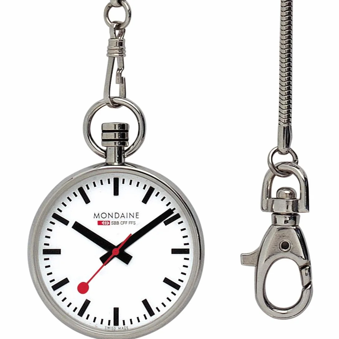 Mondaine Pocket- Reloj de bolsillo, movimiento de cuarzo Ronda 313, acero inoxidable