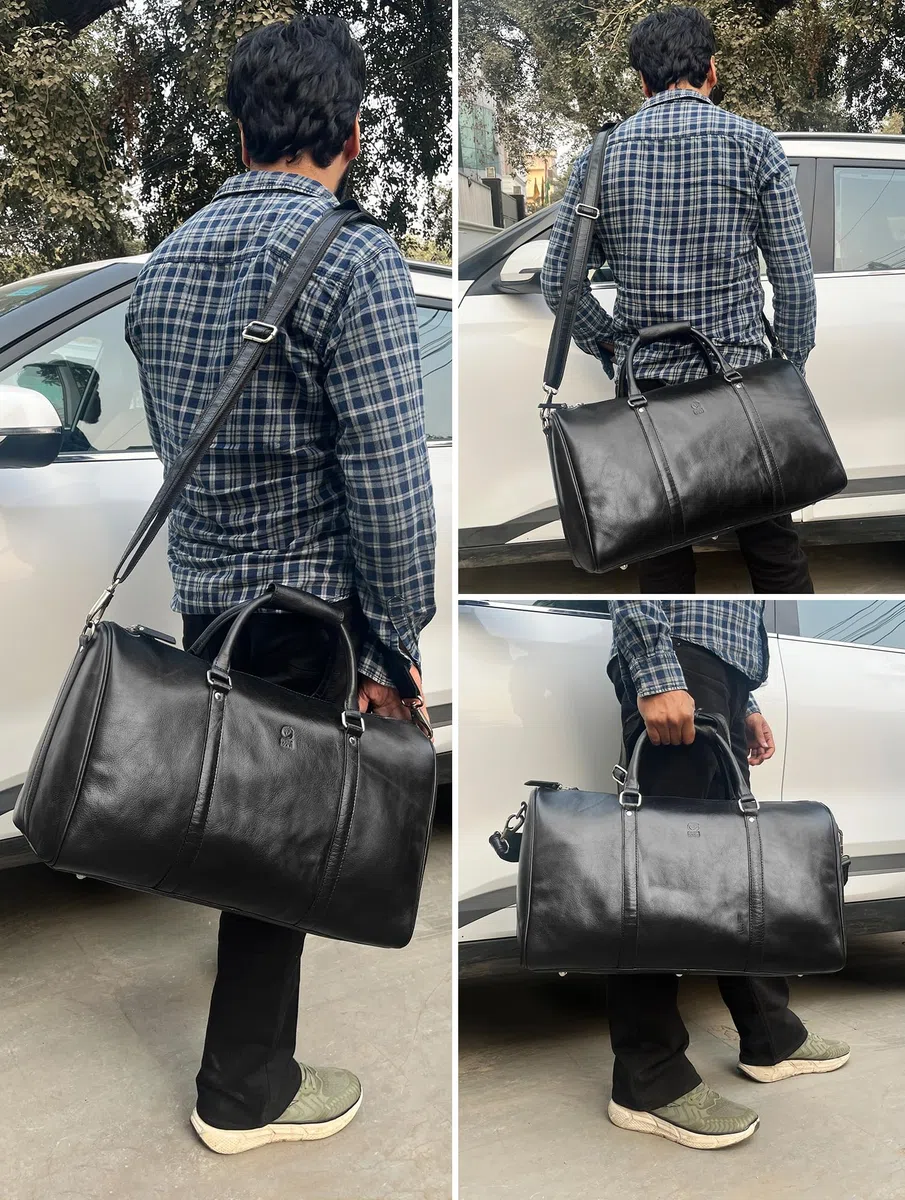Bolsas de Cuero para Hombre, Viaje Durante la Noche, Maleta de Transporte de Fin de Semana, Bolsa de Lona Debajo del Asiento