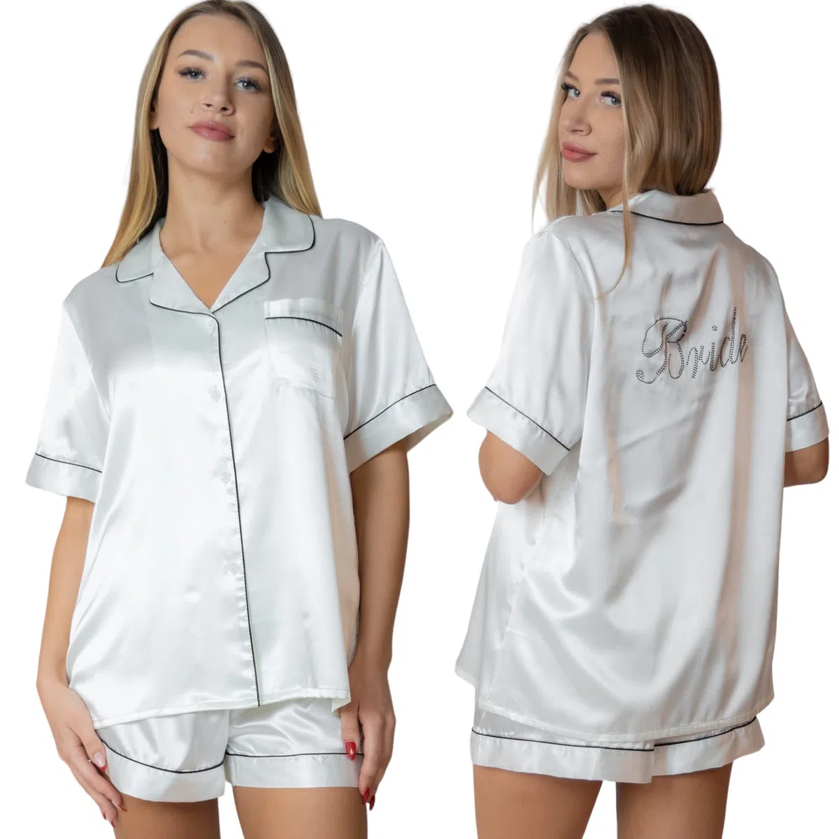 Conjunto de pijama para novia, pijama de satén para mujer, pijama de seda, regalo de despedida de soltera, conjunto de pijama de algodón sexy para dama de honor
