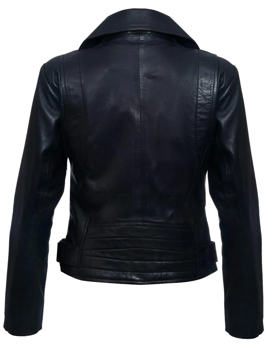 Infinity Leather Chaqueta de Cuero Para Mujer Clásico Estilo Motorista Chaqueta Marrón