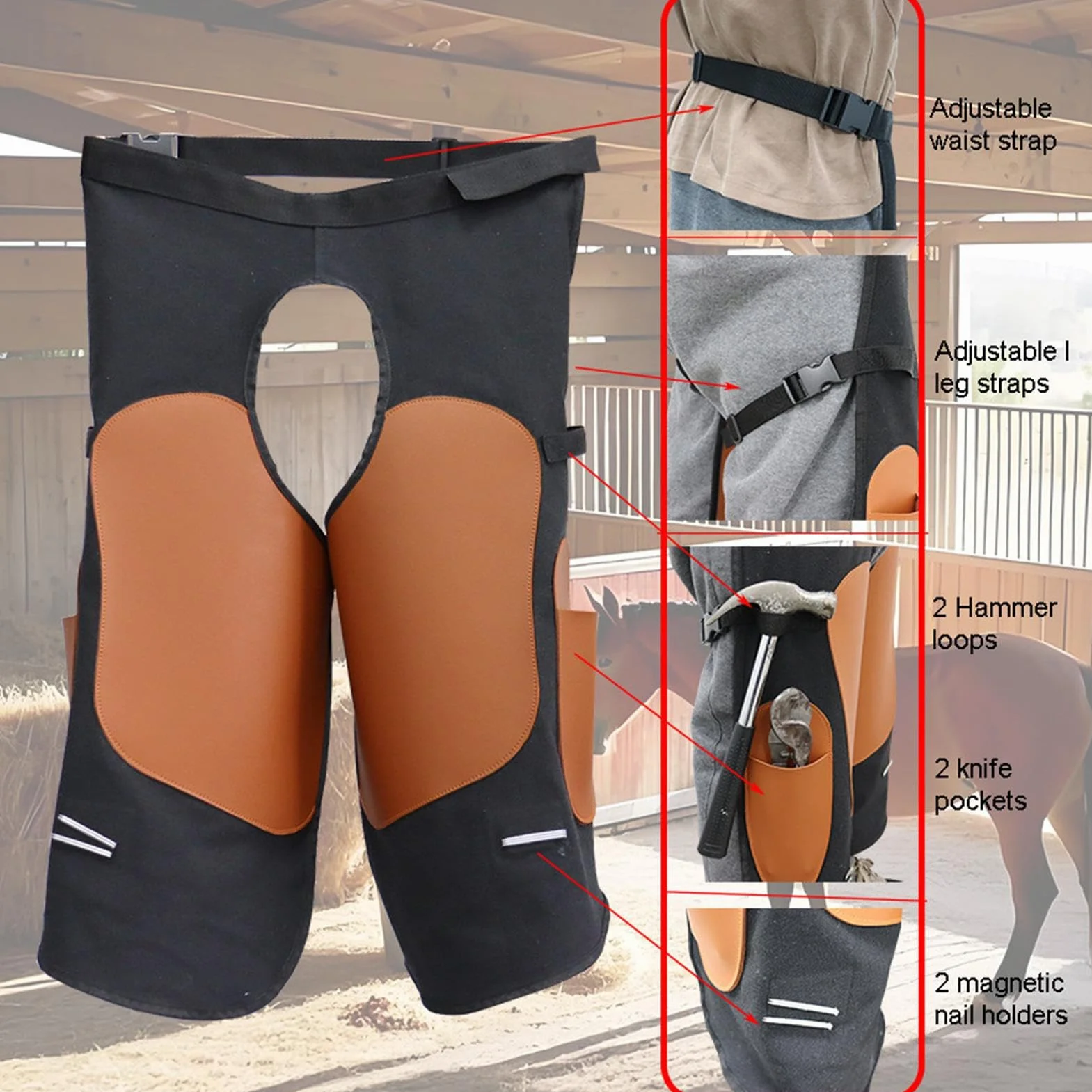 Delantal De Herrador Para Herraduras De Caballo Protección Ajustable | Mandil para Soldador Para Carpintero Mecánico Maquinista Bombero Y
