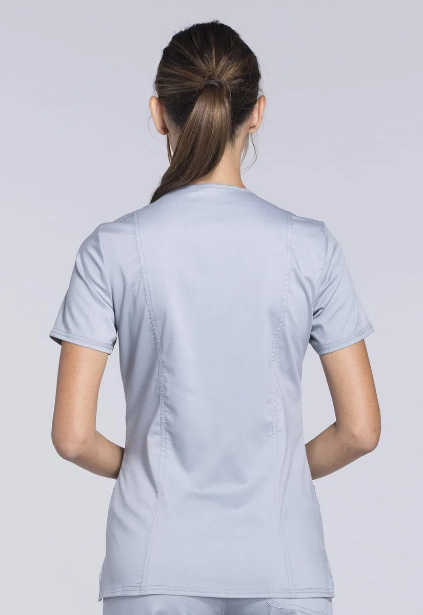 Cherokee Conjunto de uniforme médico para mujer, ajuste clásico moderno WW610 con pantalón de pierna recta y tiro medio, WW110, color gris, talla XS