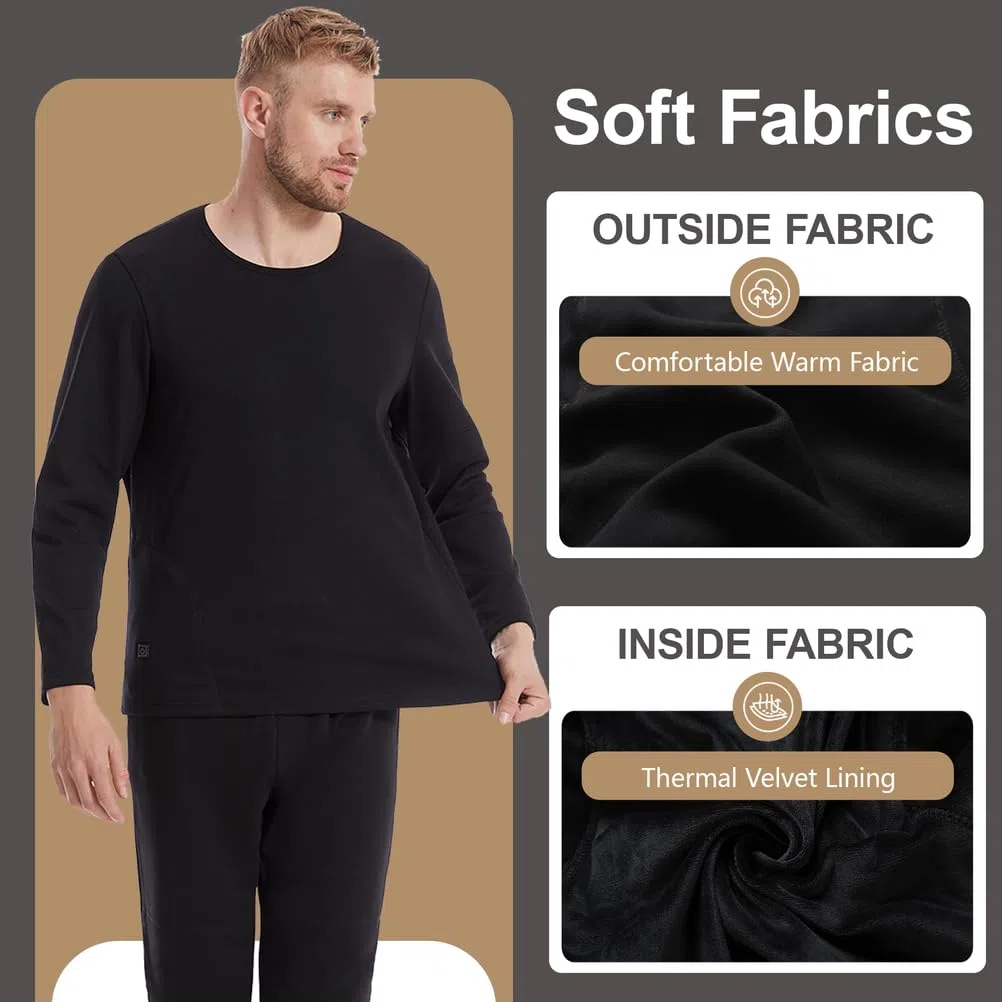 Pantalones Calefactables para Hombres, Calzoncillos Largos Eléctricos De Invierno con Forro De Felpa, Capa Base Térmica Inferior para Caza Y Esquí