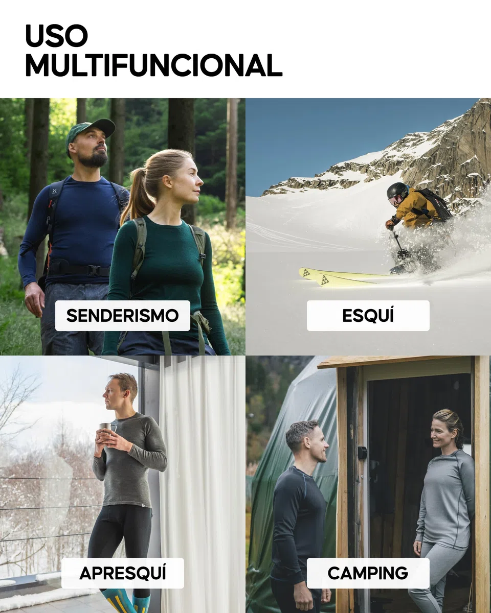 DANISH ENDURANCE Capa Base Media Cremallera Merino Hombre, Conjunto Térmico