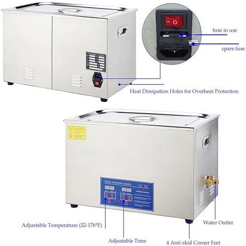 Limpiador ultrasónico de discos con sistema de rotación automática de doble cara y temporizador para restauración y mantenimiento profesional de vinilo