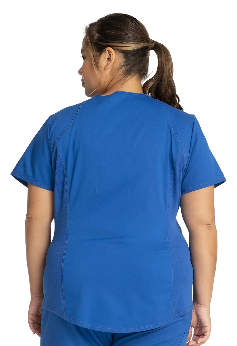 Cherokee Conjunto de uniforme médico para mujer, camiseta médica con cuello en V WW601, con pantalones deportivos de tiro medio, WW115, azul real, parte superior mediana/pantalón alto mediano