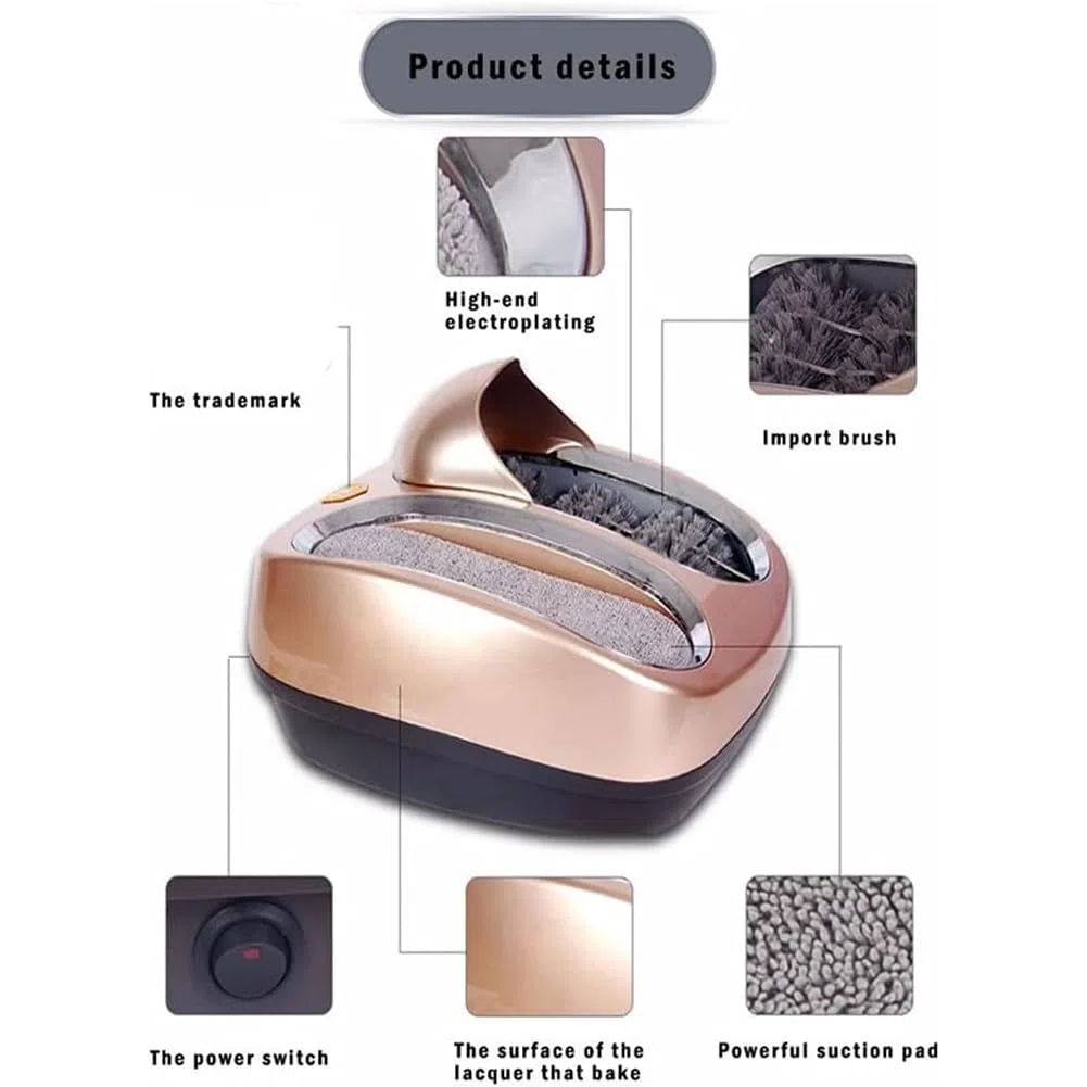 Rasador De Botas De Felpudo Al Aire Libre, Máquina De Limpieza con Suela Totalmente Automática, Limpiador De Agua Cubierto De Barro, Equipo De Limpieza De Zapatillas,Blanco