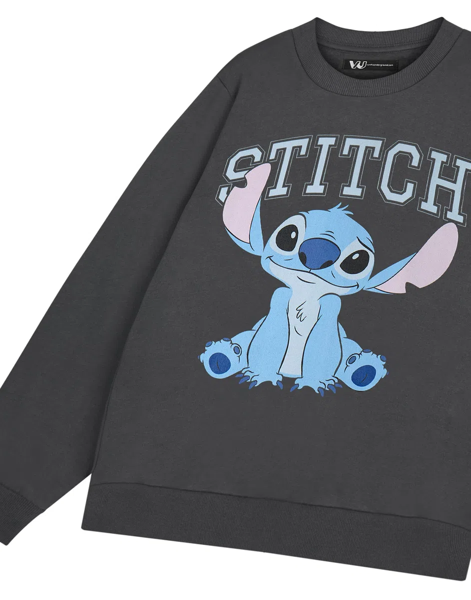Disney Stitch - Sudadera universitaria gris para mujer | Lindo suéter de personajes de dibujos animados | Suéter suave para fanáticos | Suéter cómodo para mujer