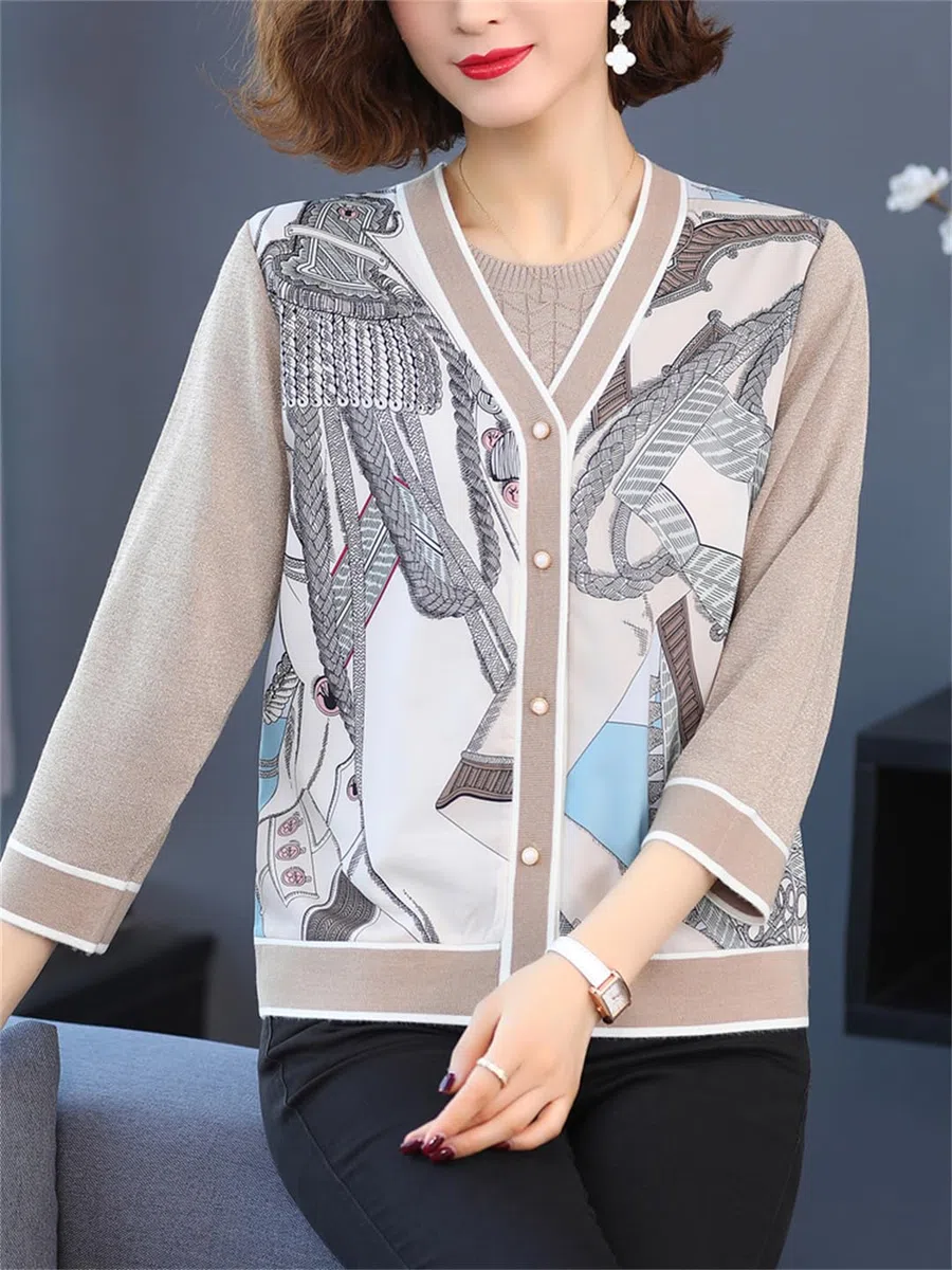 Conjunto De Chaqueta Y Camiseta De Punto De Cable Casual De Manga Larga con Botones En La Parte Delantera Abierta Y Divertido para Mujer