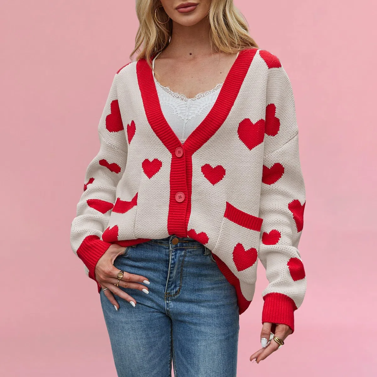 Generisch Chaqueta de punto grueso para mujer, gran tamaño, con frente abierto, cárdigan para mujer, otoño e invierno, cárdigan con botones, cuello en V, chaqueta de entretiempo, informal, cálida