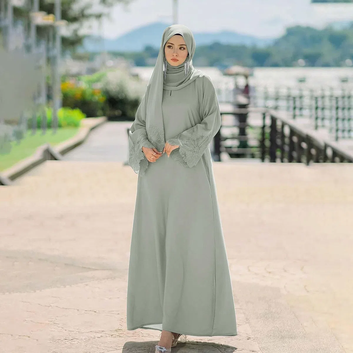 Ramadán Vestido Mujer Ramadán Burka Abaya Largo Suelto 2 piezas Ropa Islámico Kaftan Largo Burqa Islámico Oriente de una Pieza para Mujeres